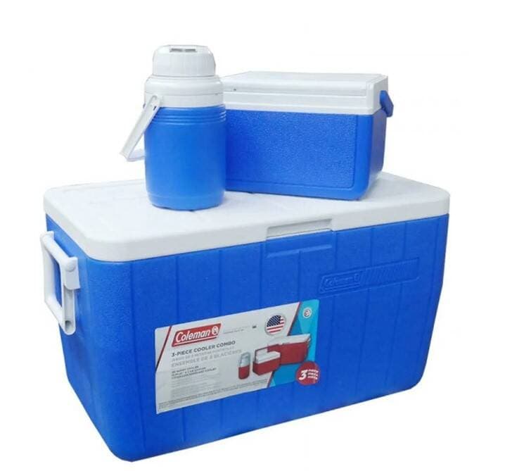 Coleman 3-Piece Cooler Combo 48 Qt 45.4 Lt Bl Combo 5 Qt 3 Gal. C002 Buzluk Set-mavi