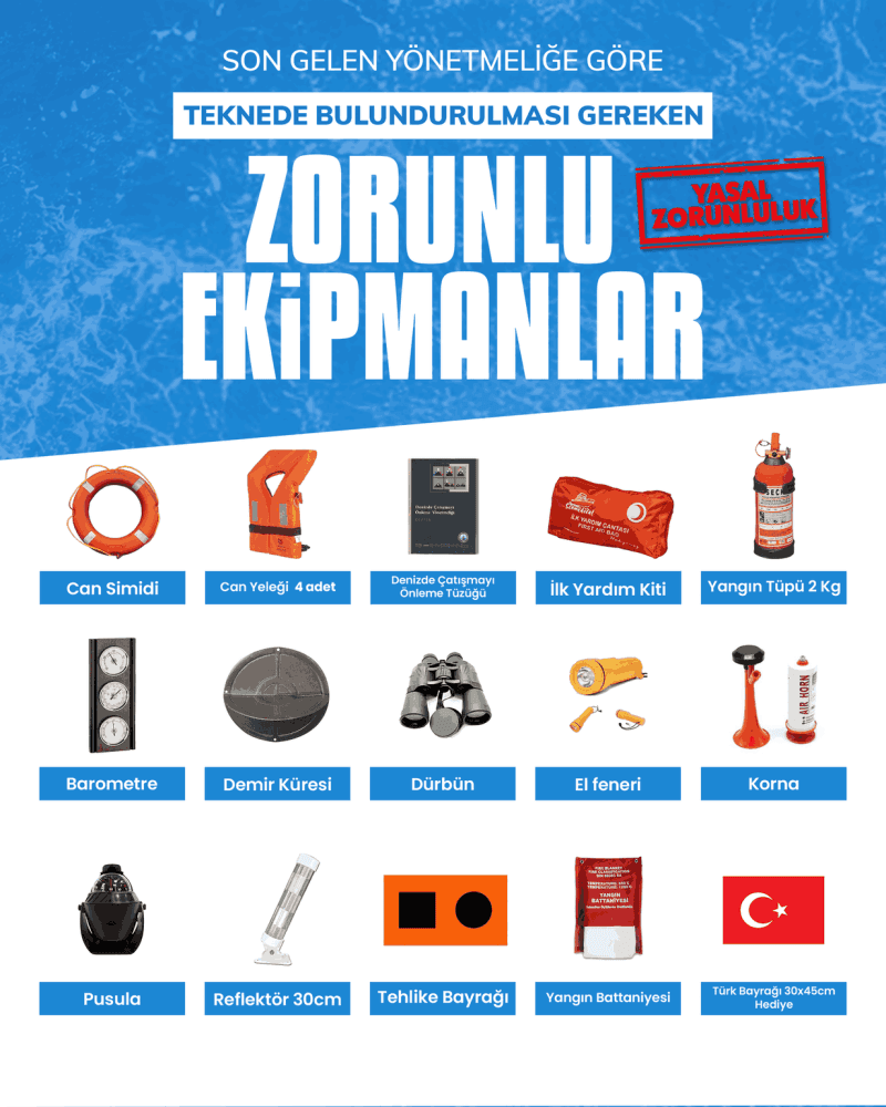Özel Teknede Bulundurulması Zorunlu Ekipmanlar Full Paket