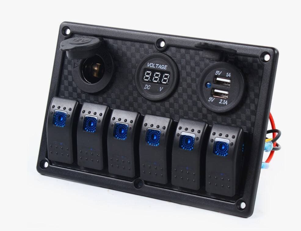 Switch Panel 6 Li 12V,USB,VOLTMETRE (l6s3)111*180mm