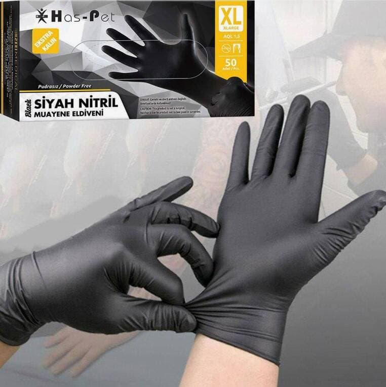 Has-pet Nitril Kalın M. Eldiveni Siyah -xl